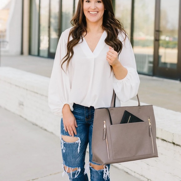 Balloon Sleeve Blouse-Ivory - Picture 1 of 5